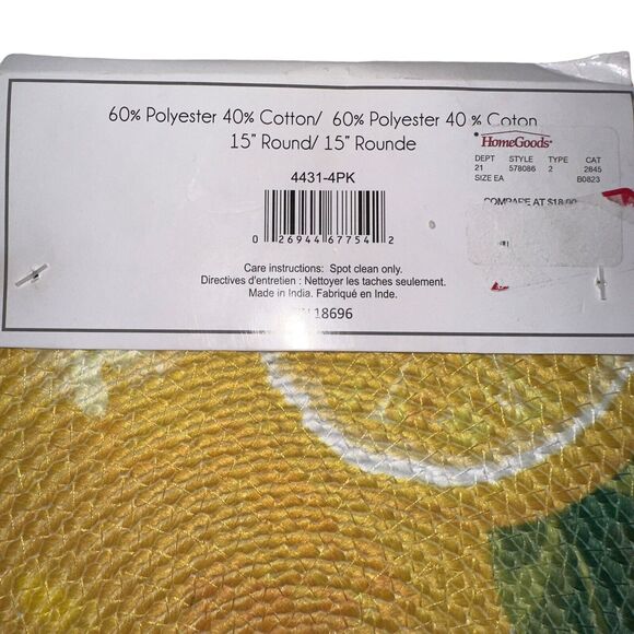 Round 15" Placemats Woven Lemon Table Farmhouse Country Decor Yellow Black x4 - Picture 4 of 7